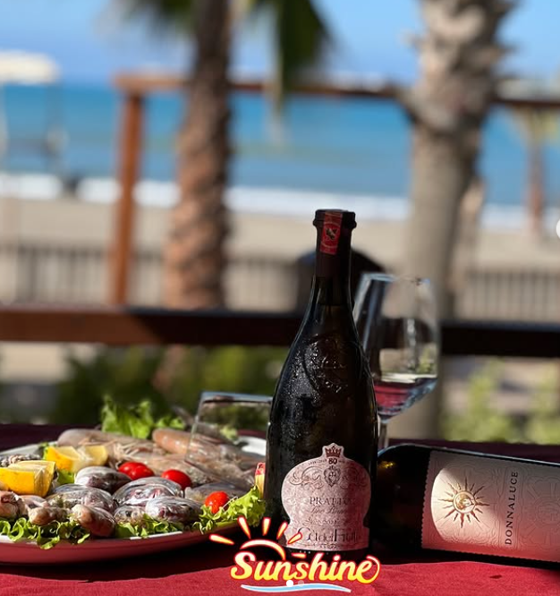 Fresh seafood and wine by the sea